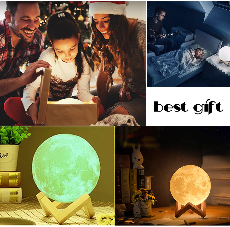 Touch Switch 3D Print Rechargeable Moon Lamp LED Night Light