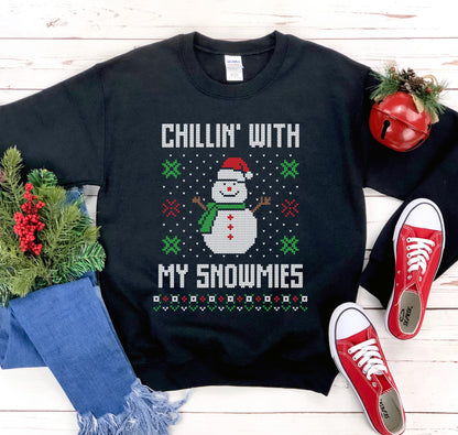 "Chillin' With My Snomies" Funny Christmas Unisex Sweatshirt