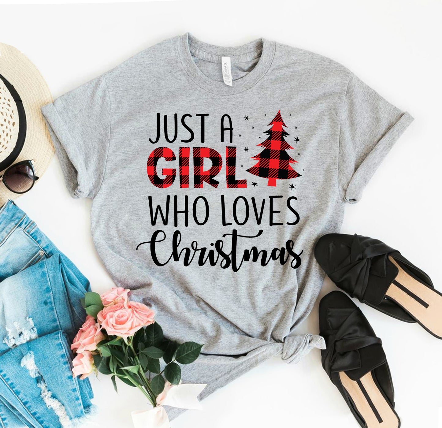 Christmas Enthusiast Tee - 'Just A Girl Who Loves Christmas' T-Shirt