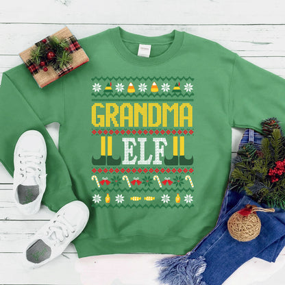 Grandma's Elf Crew - Comfy Christmas Sweatshirt