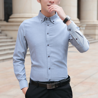 Elegant Men's Oxford Shirt: Slim Fit, Long Sleeve, Versatile Colors