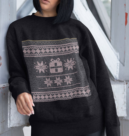 Festive Charm: Women's Christmas Faux Embroidered Sweatshirt