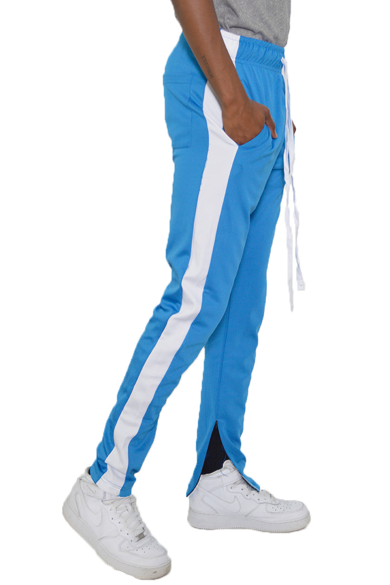 Sleek Edge Men's Slim Fit Athletic Track Pants with Stripe Detail