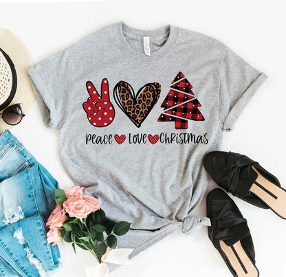 "Peace, Love, Christmas" Premium Cotton T-shirt