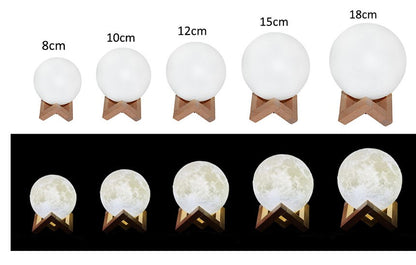 Touch Switch 3D Print Rechargeable Moon Lamp LED Night Light