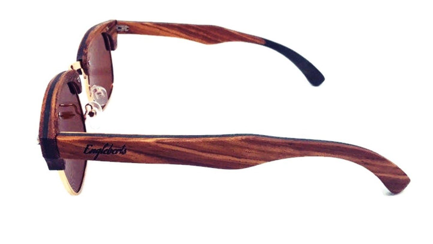 Engleberts Real Ebony and ZebraWood Sunglasses with Bamboo Case