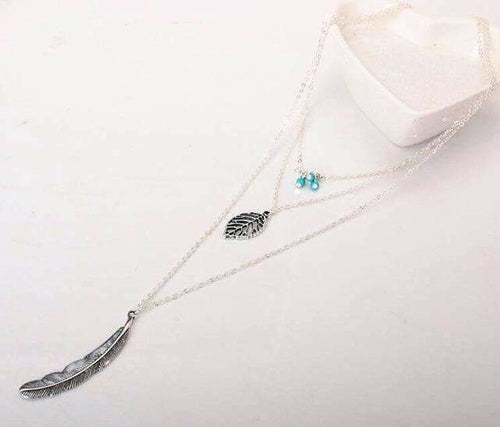 Azure Whispers: Turquoise Leaf Feather Necklace