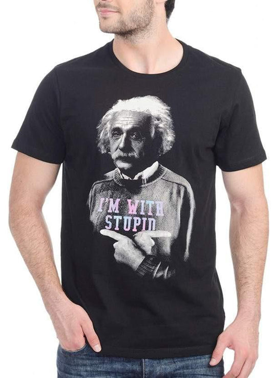 Einstein "I'm With Stupid" Black Half Sleeve Men's T-Shirt
