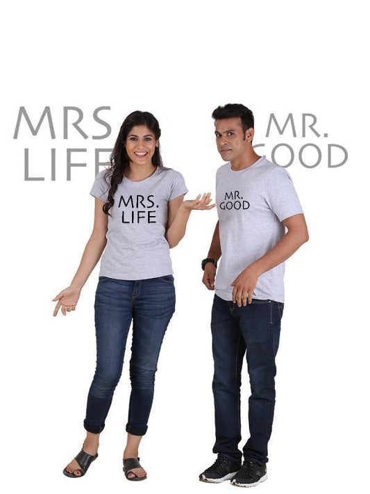 Harmony Duo 'Mr. Good & Mrs. Life' Grey Couple Tees