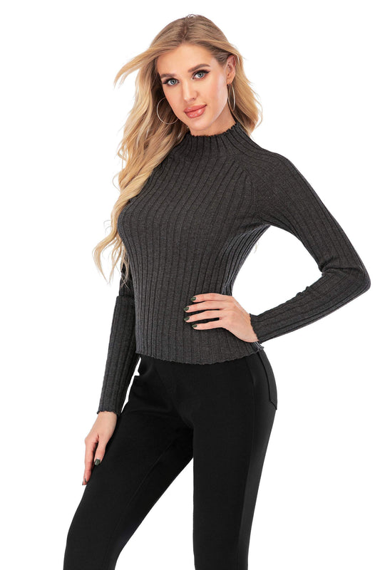 Calison Women's Long Sleeve Mock Neck Wool Stretch Sweater