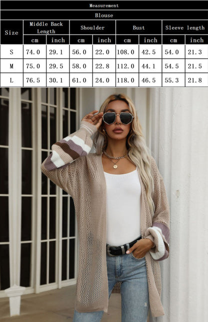 Elegant Colorblock Cutout Sweater Jacket for Women - Versatile Fashion Statement