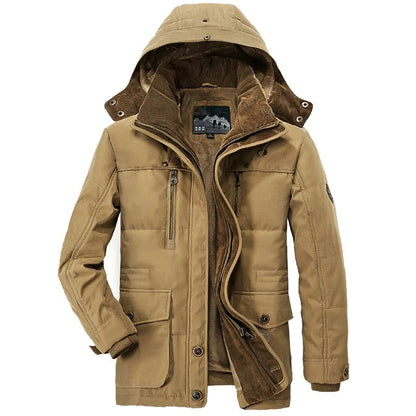Cozy Winter Essential: Men's Fleece-Lined Hooded Parka in Versatile Colors