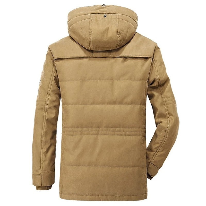 Cozy Winter Essential: Men's Fleece-Lined Hooded Parka in Versatile Colors