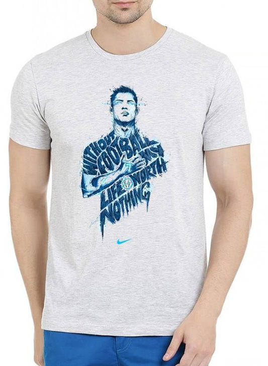 "Nothing Without Football" Half Sleeves Melange Men's T-shirt