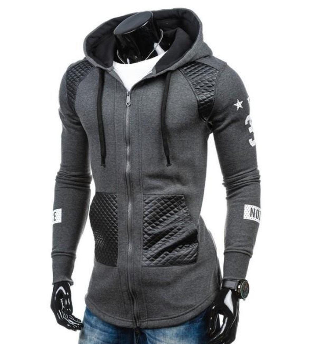 Sleek Urban Edge Men's Biker Hoodie - Modern Streetwear Essential