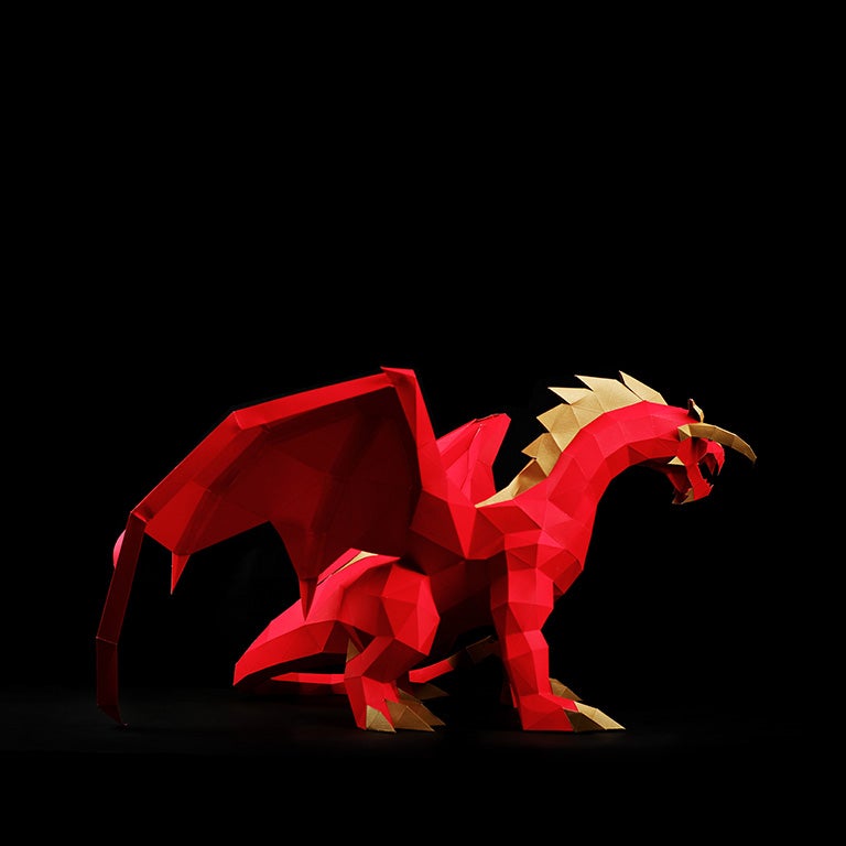 Red Dragon 3D Model Table Decor