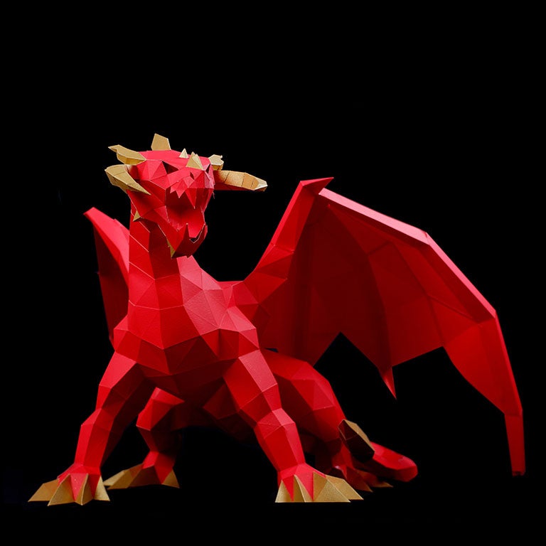 Red Dragon 3D Model Table Decor