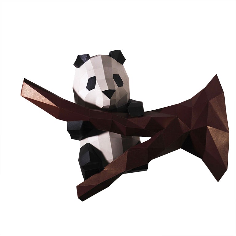 Cute Panda 3D Model Paper Wall Art