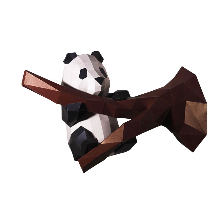 Cute Panda 3D Model Paper Wall Art