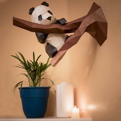 Cute Panda 3D Model Paper Wall Art