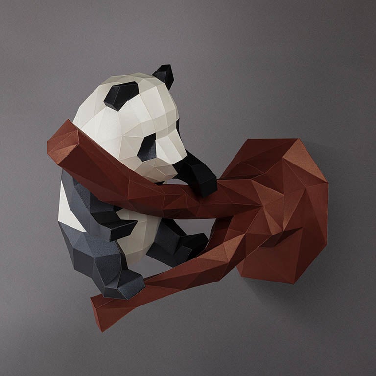 Cute Panda 3D Model Paper Wall Art