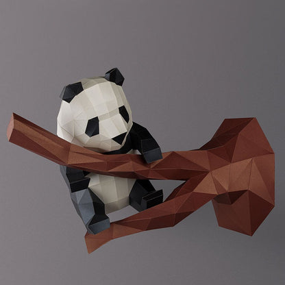 Cute Panda 3D Model Paper Wall Art