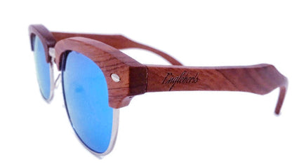 Engelberts Real Brazilian Pear Wood Sunglasses With Ice Blue Lenses