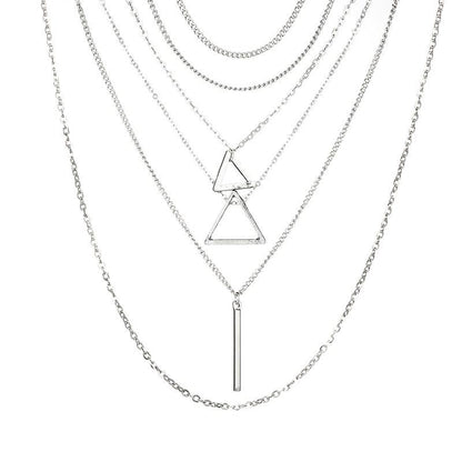 Double Triangle Multilayer Necklace