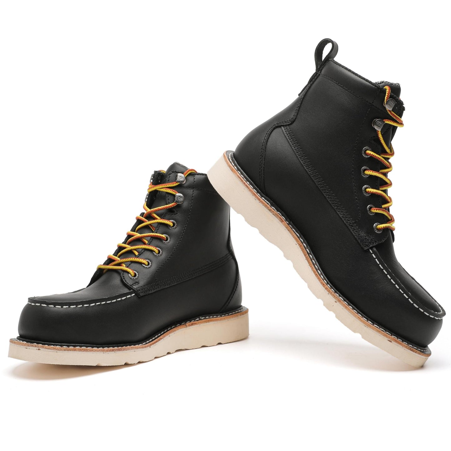 ROCKROOSTER Trinidad: Men's 6-Inch Black Steel Toe Safety Wedge Work Boots