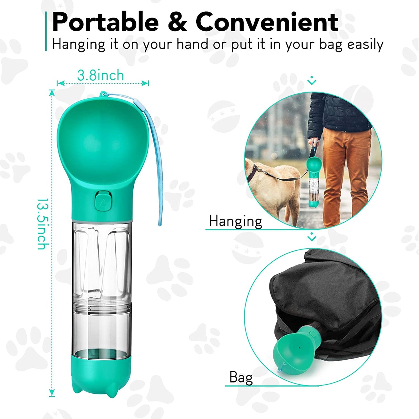 TravelPaws Teal: Leak-Proof Water Dispenser & Feeder | Lightweight & Stylish | Perfect for Dogs, Cats, and More! 🐾💧