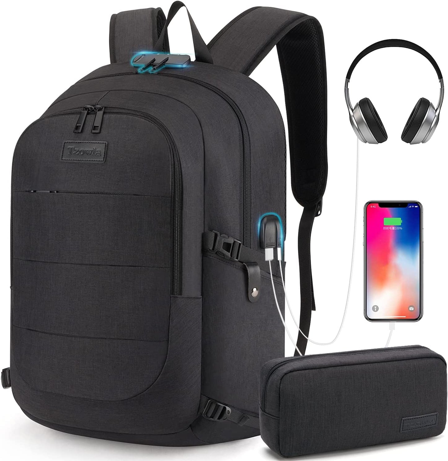 Anti-Theft, Water-Resistant, Modern Laptop Backpack: Adventure-Ready | Built-in USB Charging Port