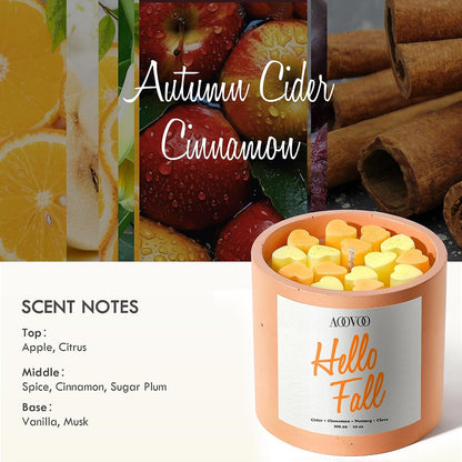 Fall Candles Decor - Mulled Cider Candle |Thanksgiving Decor | Fall Scented Soy Candles 10Oz| Candles for Home Scented