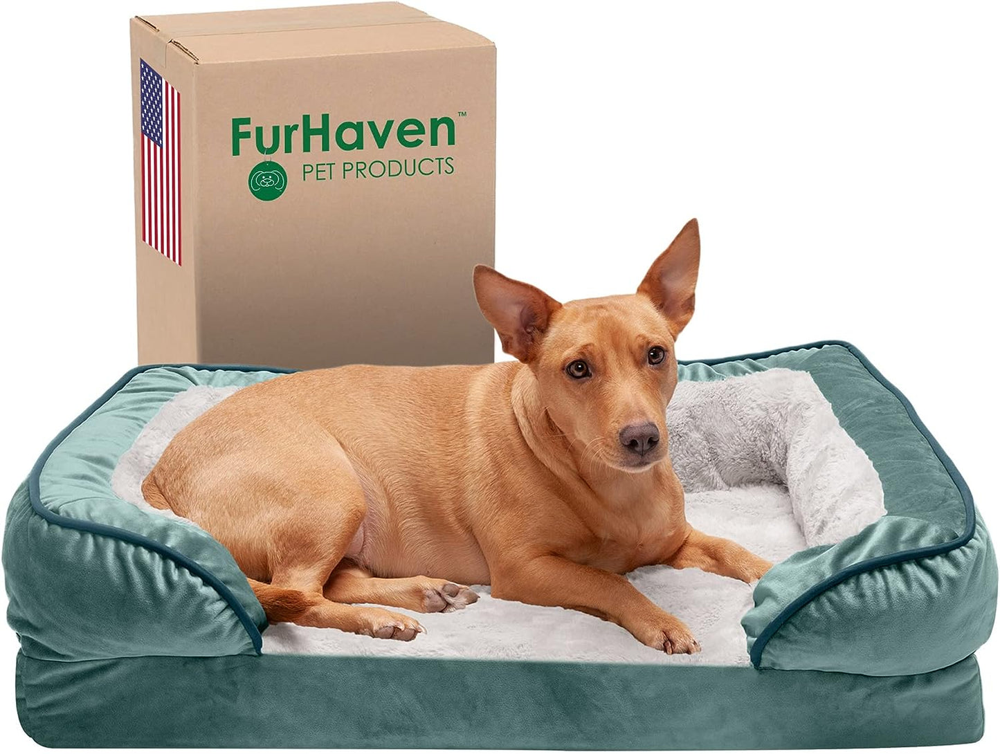 Plush Dog Bed: Luxe Faux Fur & Linen Sofa-Style Dog Bed for Dreamy Rest & Sweet Snuggles | Orthopedic Support, Plush Design, and Easy-Care Luxury for Your Furry Amigo!