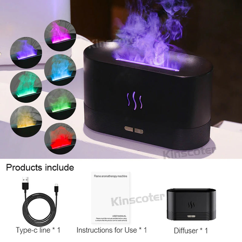 LED Aroma Diffuser | Air Humidifier | Ultrasonic Cool Mist Maker | Essential Oil Flame Lamp Diffusor