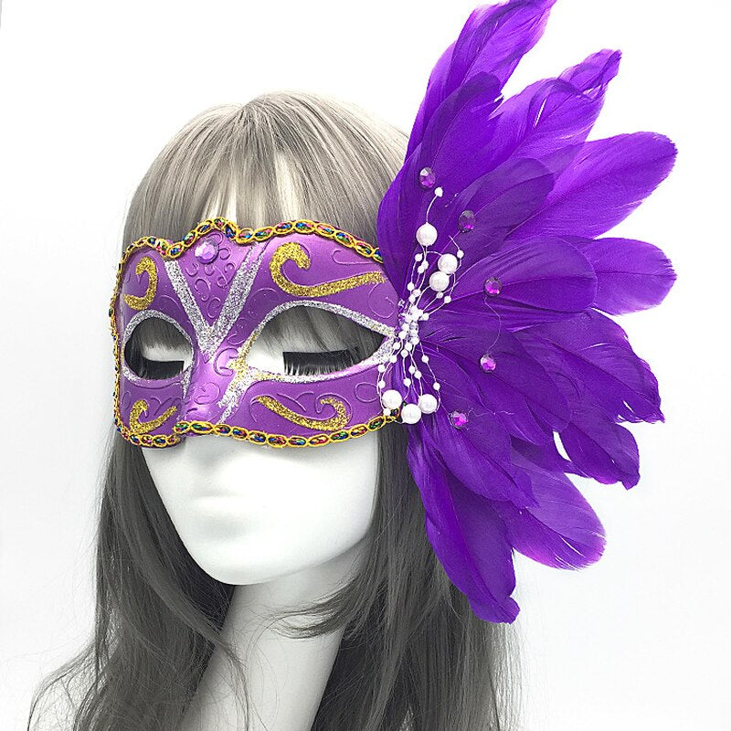 Italian Princess Venetian Headwear | Venice Feather Flower Wedding, Carnival Party, Performance Costume