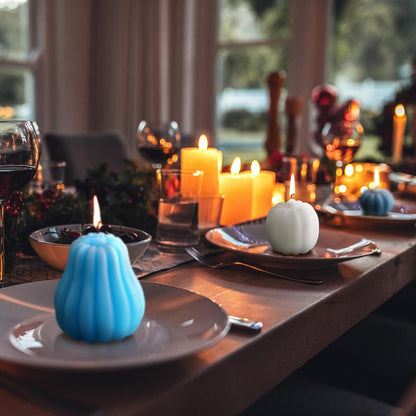 Soy Wax Candles: Handmade BLUE Pumpkin Shaped Scented Candles | Pumpkin Dreams: 3 Handmade Fall Soy Candles in Pastel Hues 🍂
