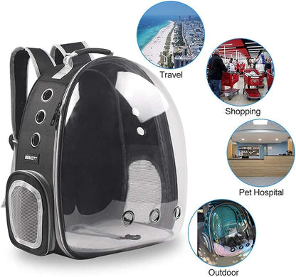 Cat Backpack Carriers Bag, Dog Backpack, Pet Bubble Backpack for Small Cats Puppies Dogs Bunny, Airline-Approved Ventilate Transparent Capsule Backpack for Travel, Hiking and Outdoor Use